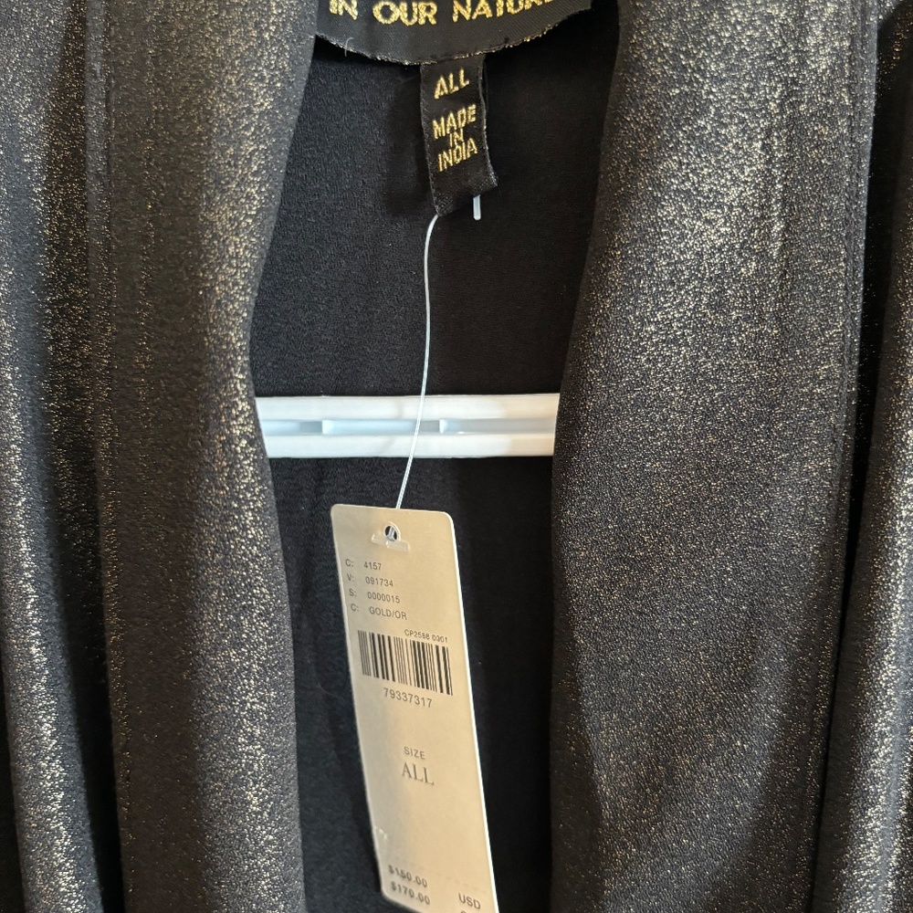 Anthropologie "In Our Nature" Black with gold thread kimono, One Size. Brand New - Picture 4 of 5